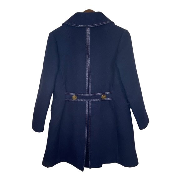 Vintage Arthur Jay Wool Peacoat S/M Navy Contrast Gold Button Quilted Liner Warm - Picture 4 of 16